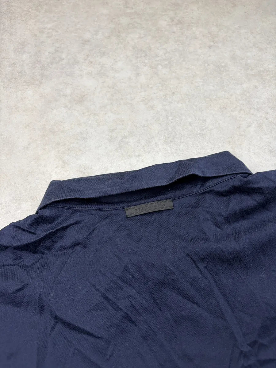 SS2014 Prada Navy Contrast Trim Polo Shirt gMfyRQI 4
