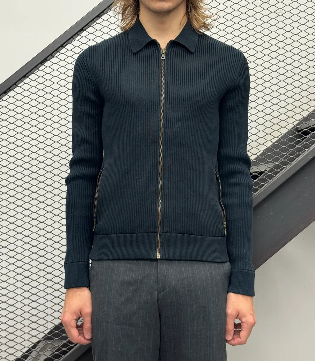 AW2008 Prada Navy Ribbed Zip Sweater EUtPklA 1