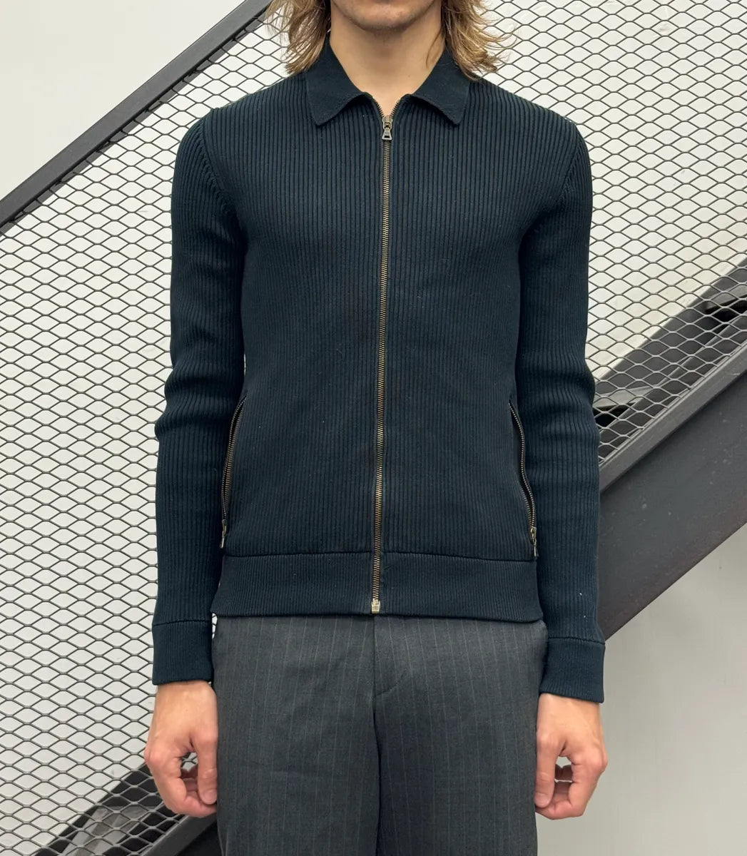 AW2008 Prada Navy Ribbed Zip Sweater EUtPklA 1