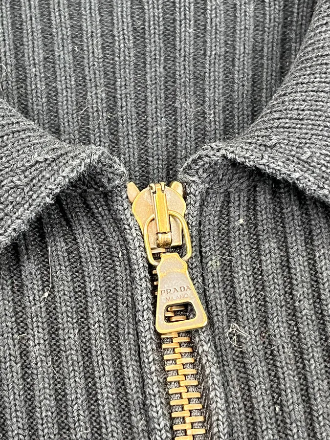 AW2008 Prada Navy Ribbed Zip Sweater EUtPklA 7