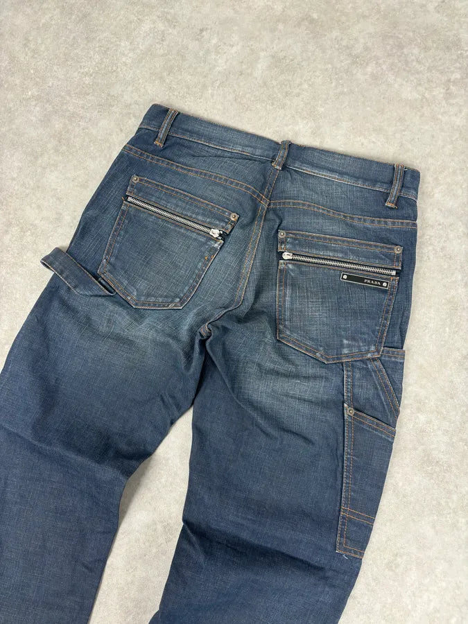 AW2008 Prada Navy Faded Denim Jeans NoJFXjM 6