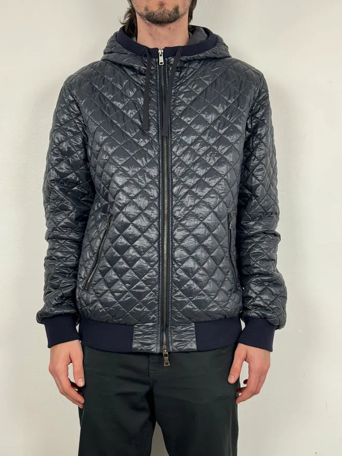 Prada Navy Hooded Quilted Minimalist Puffer Jacket pZyaWTk 1