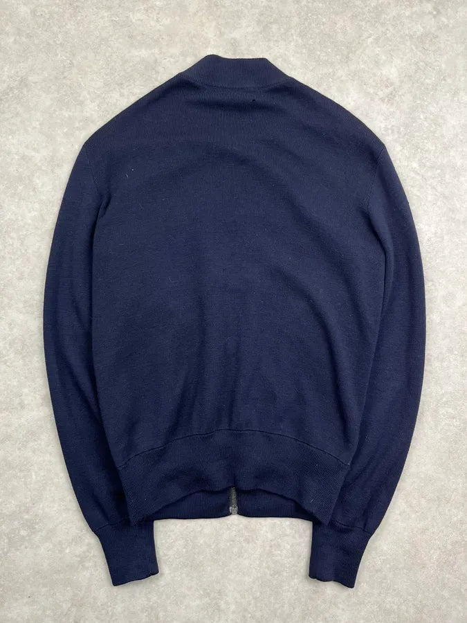 SS2014 Prada Navy Leather Contrast Bomber Jacket mWPAWBT 4