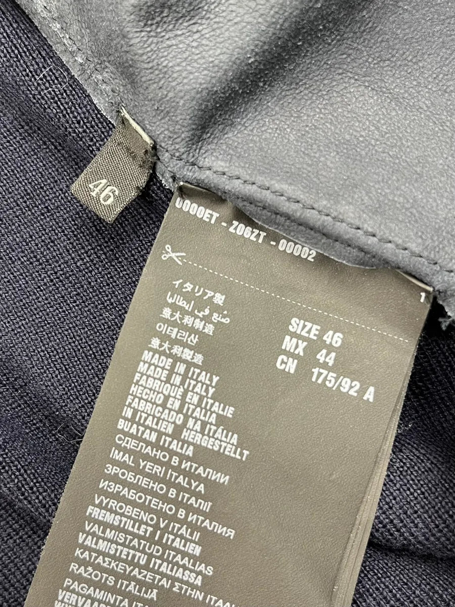 SS2014 Prada Navy Leather Contrast Bomber Jacket mWPAWBT 10