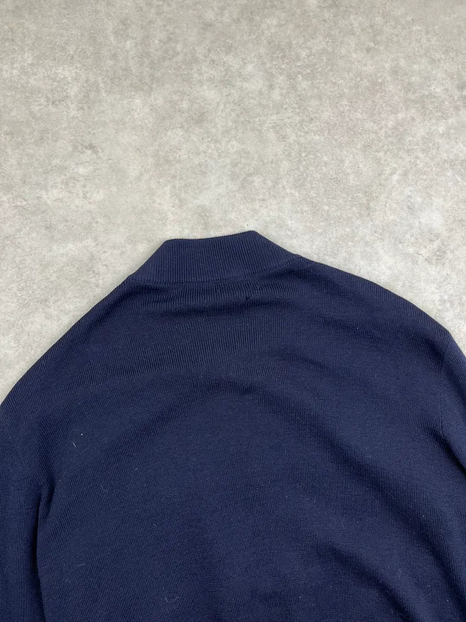 SS2014 Prada Navy Leather Contrast Bomber Jacket mWPAWBT 6