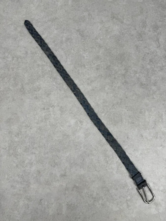 Prada Navy Leather Woven Belt vKawEQL 6