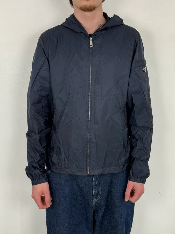 SS2017 Prada Navy Logo Shoulder Patch Windbreaker Jacket GMlZNgj 1