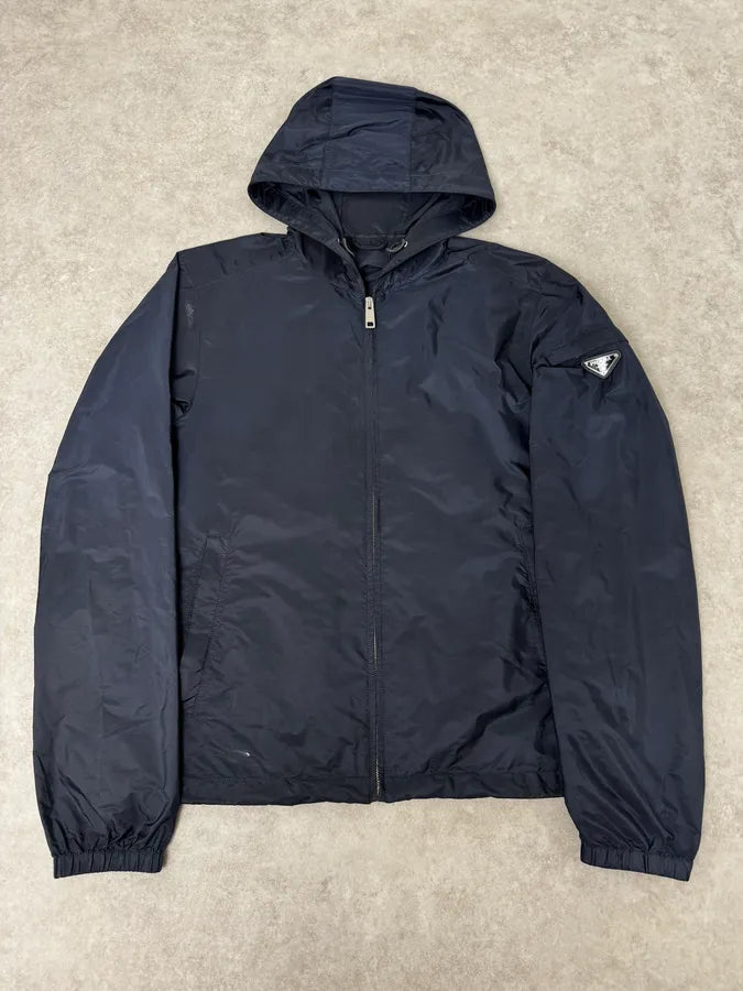 SS2017 Prada Navy Logo Shoulder Patch Windbreaker Jacket GMlZNgj 0