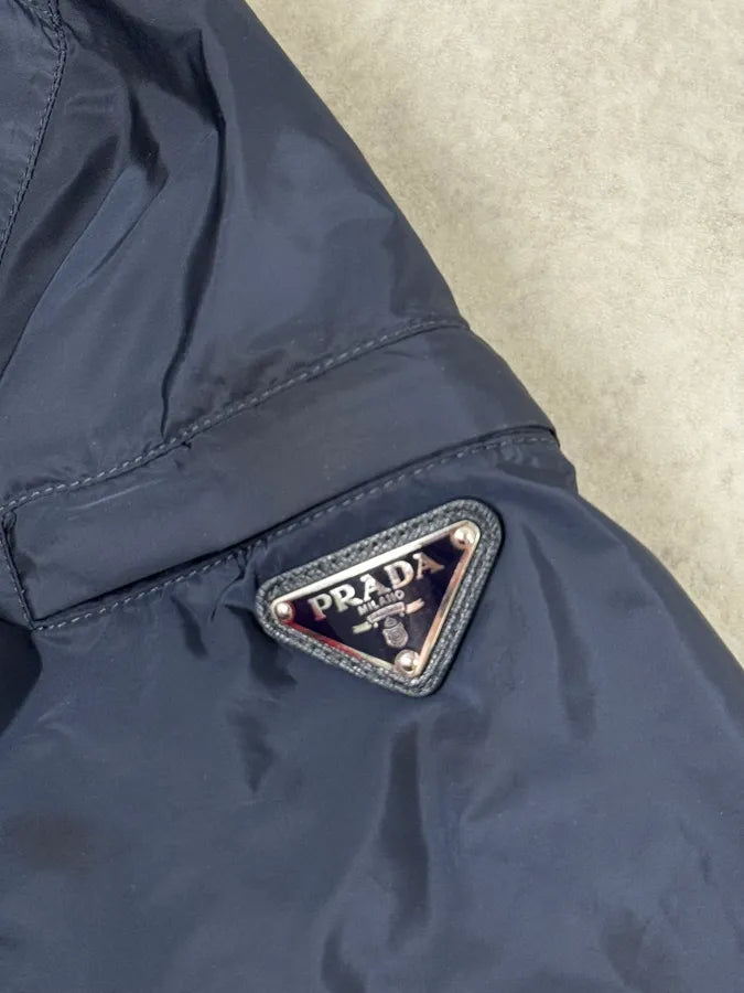 SS2017 Prada Navy Logo Shoulder Patch Windbreaker Jacket GMlZNgj 8