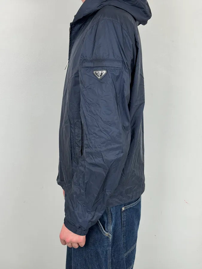 SS2017 Prada Navy Logo Shoulder Patch Windbreaker Jacket GMlZNgj 2