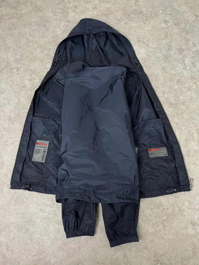 SS2017 Prada Navy Logo Shoulder Patch Windbreaker Jacket GMlZNgj 7