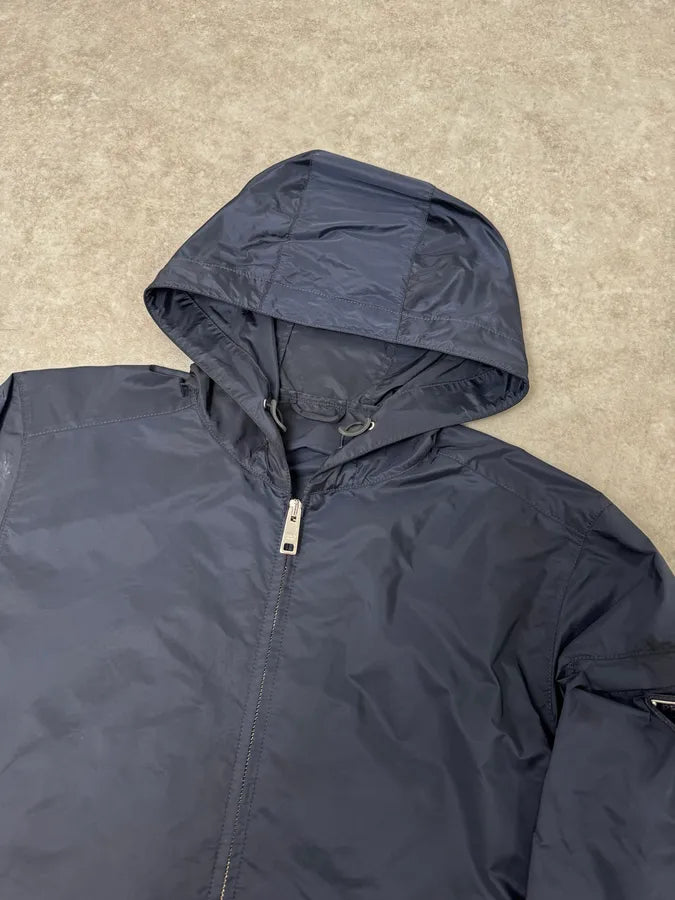 SS2017 Prada Navy Logo Shoulder Patch Windbreaker Jacket GMlZNgj 5