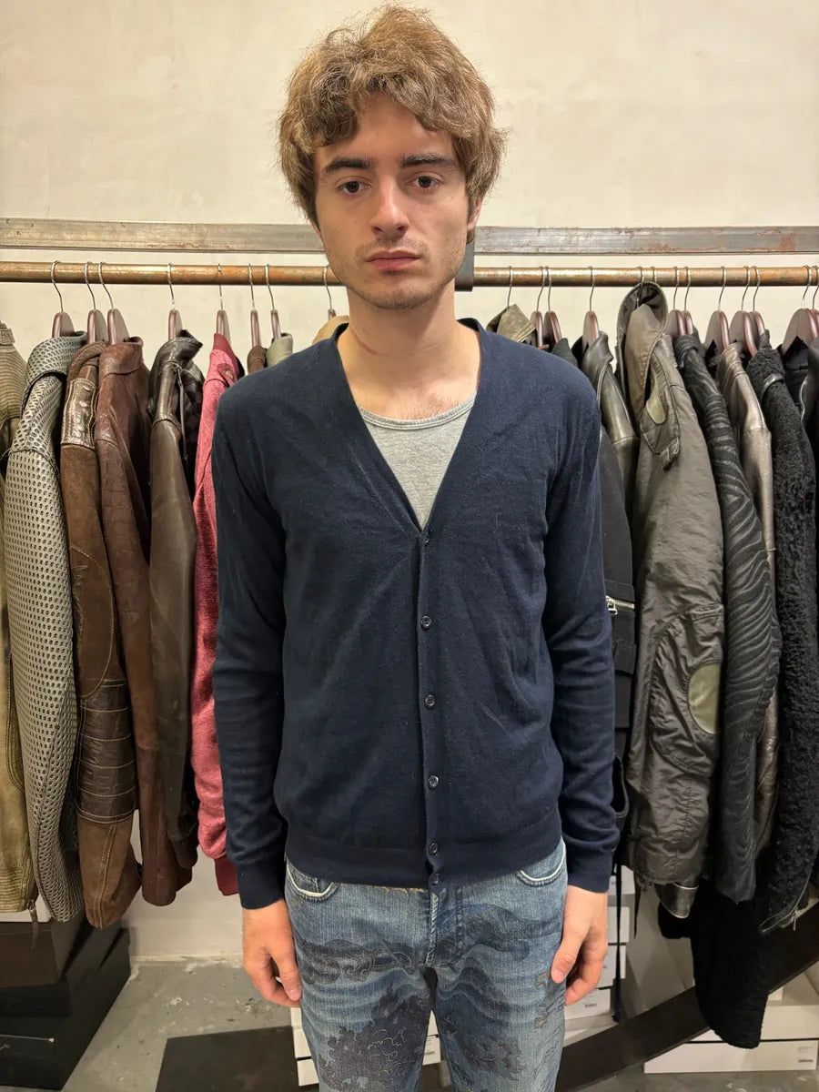 Prada Navy Minimalist Cardigan Sweater kZmiSqp 0