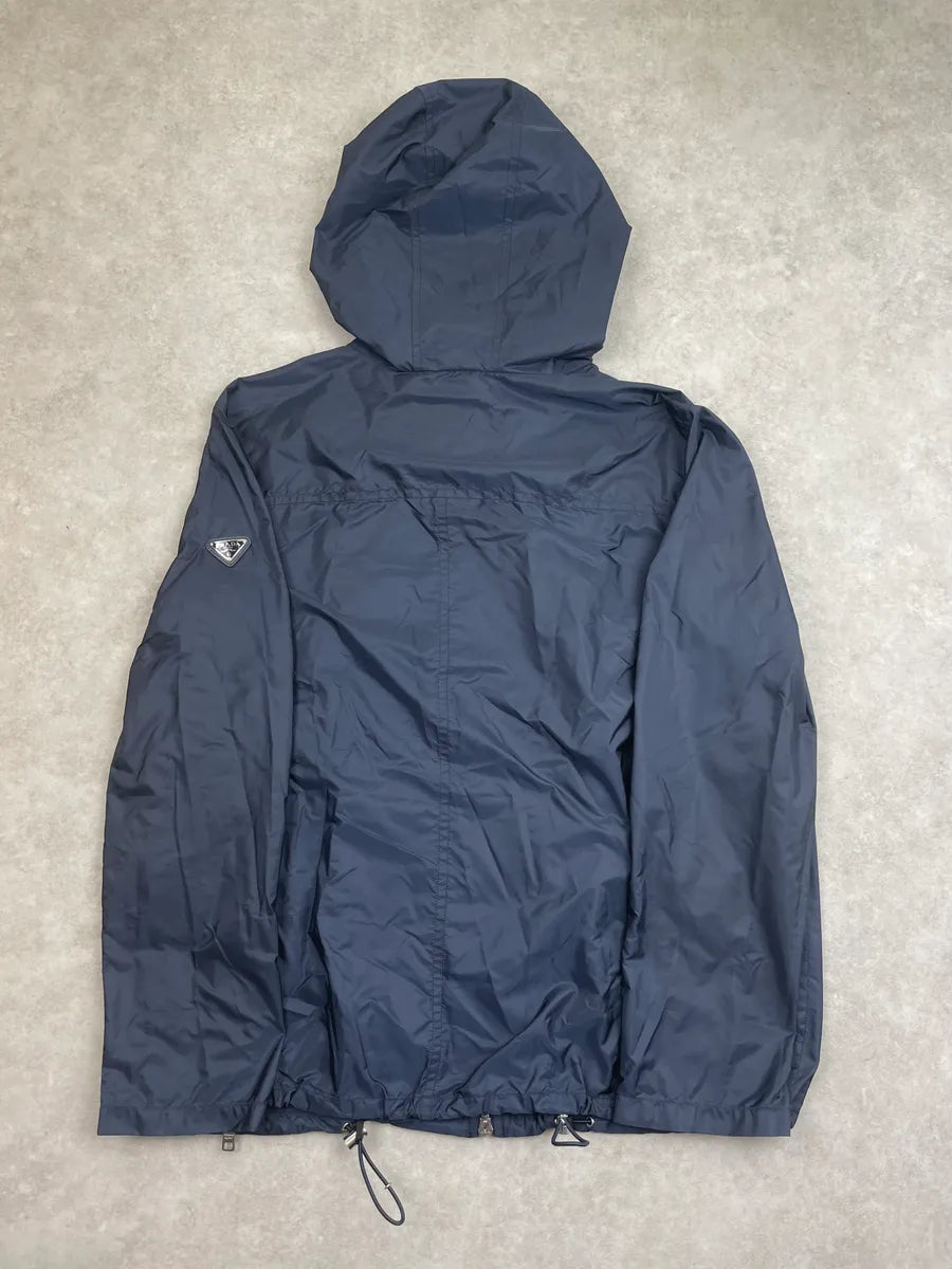 2010s Prada Navy Nylon Hooded Light Jacket TyUsvzQ 4