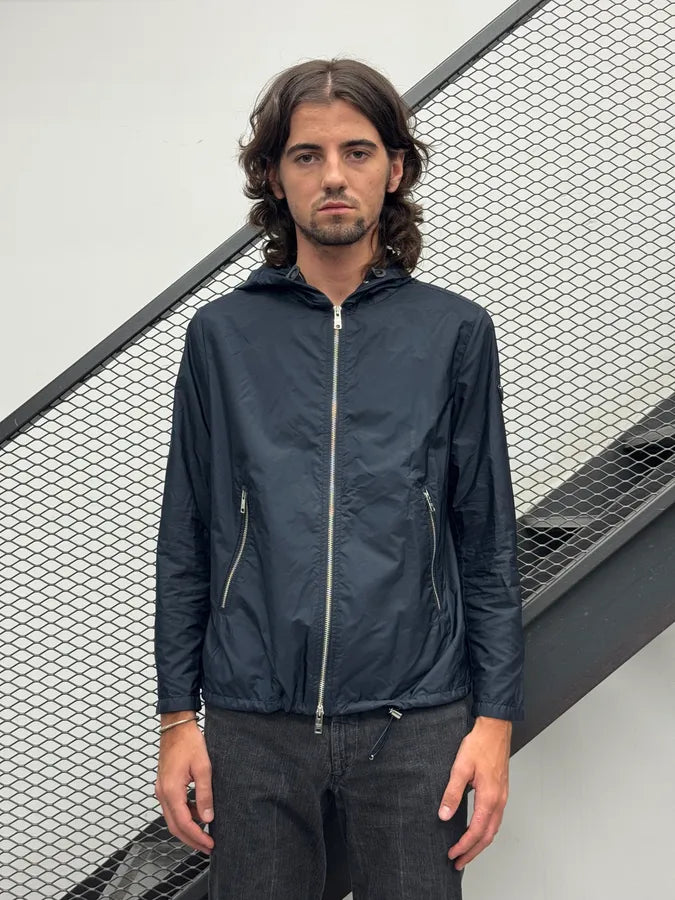 2010s Prada Navy Nylon Hooded Light Jacket TyUsvzQ 1