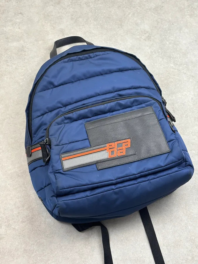 AW2018 Prada Navy Nylon Quilted Backpack yLhTCEA 6