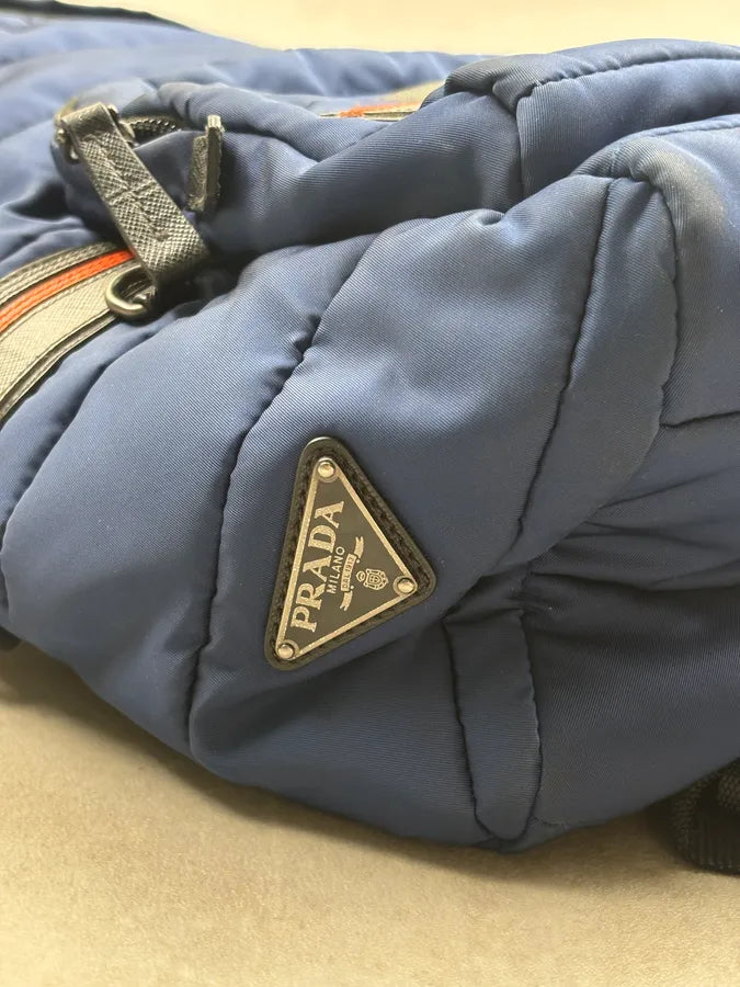 AW2018 Prada Navy Nylon Quilted Backpack yLhTCEA 8