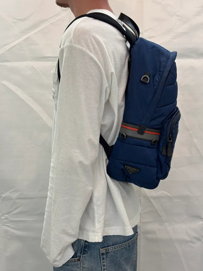 AW2018 Prada Navy Nylon Quilted Backpack yLhTCEA 3