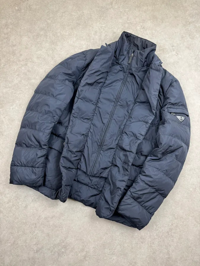 AW2013 Prada Navy Nylon Quilted Puffer Jacket DYQIrSY 5