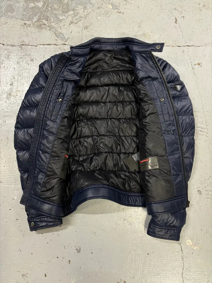 AW2014 Prada Navy Nylon Quilted Puffer Jacket FrxgvuS 6