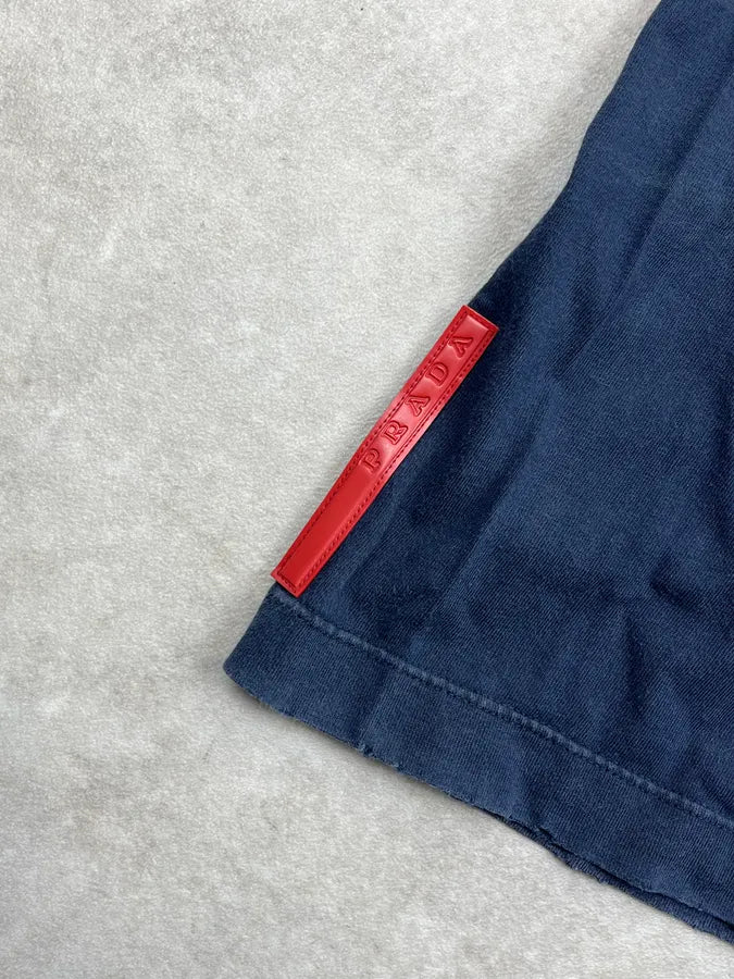 2000s Prada Navy Surfboard Linea Rossa Relief T-Shirt wykiTNG 9
