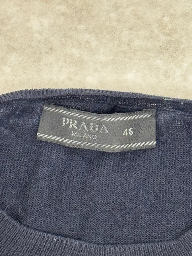 AW2018 Prada Navy Wool Classic Sweater  njjMuOz 6