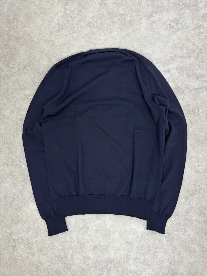AW2018 Prada Navy Wool Classic Sweater  njjMuOz 3