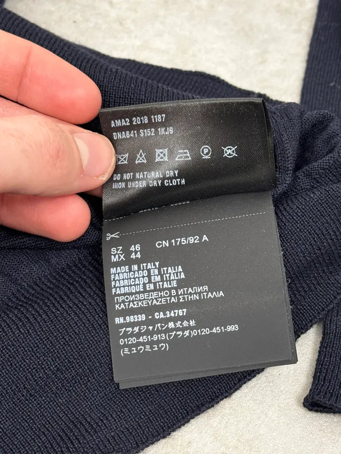 AW2018 Prada Navy Wool Classic Sweater  njjMuOz 8