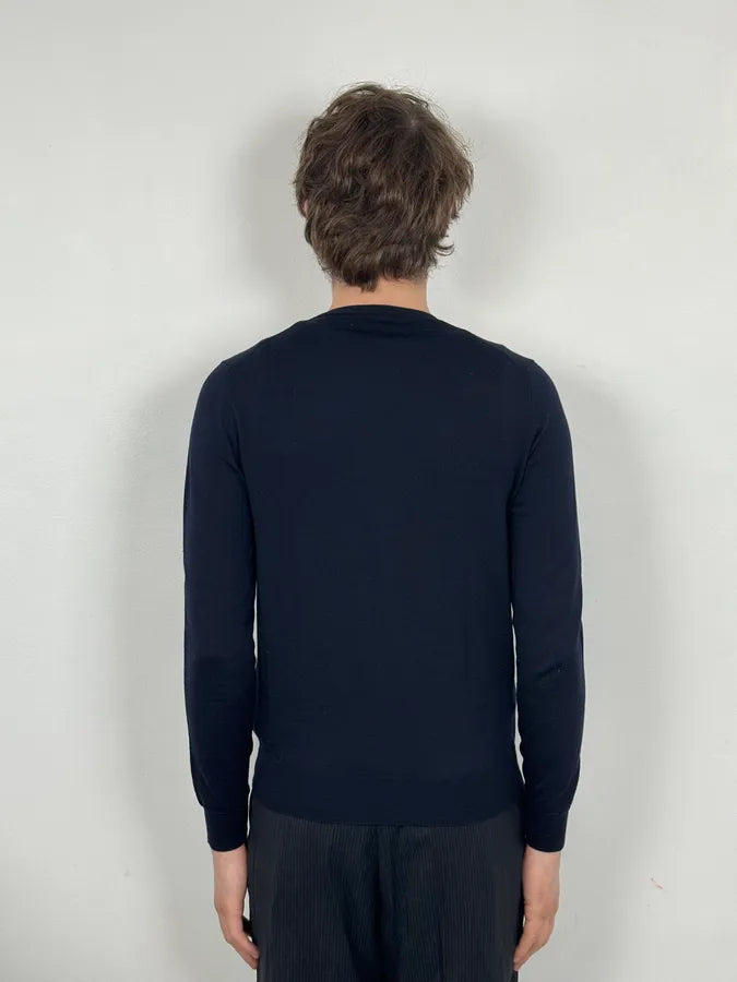 AW2018 Prada Navy Wool Classic Sweater  njjMuOz 2