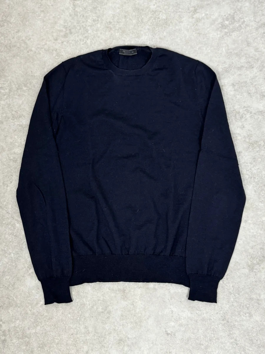 AW2018 Prada Navy Wool Classic Sweater  njjMuOz 0