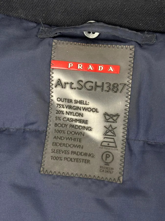 Prada Navy Wool Down Quilted Harrington Jacket hijLmtT 7