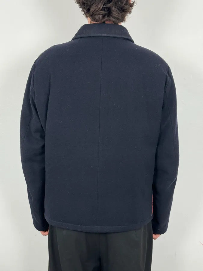 Prada Navy Wool Down Quilted Harrington Jacket hijLmtT 2