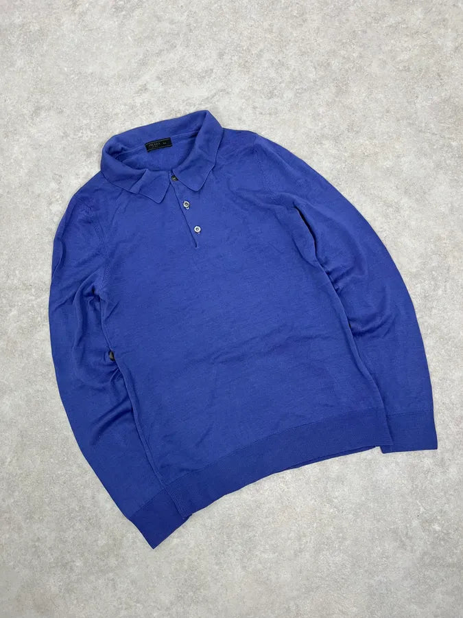 Prada Navy Wool Polo Longsleeves oJJcVwC 3