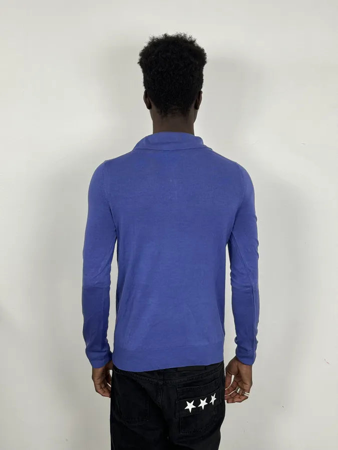 Prada Navy Wool Polo Longsleeves oJJcVwC 2