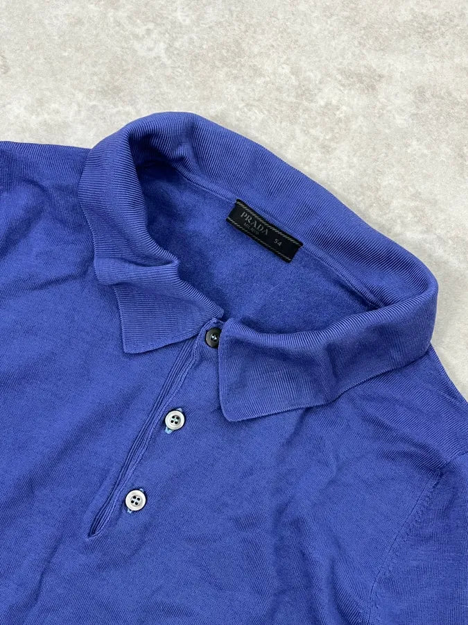 Prada Navy Wool Polo Longsleeves oJJcVwC 4