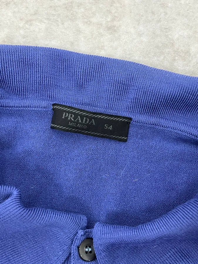 Prada Navy Wool Polo Longsleeves oJJcVwC 6
