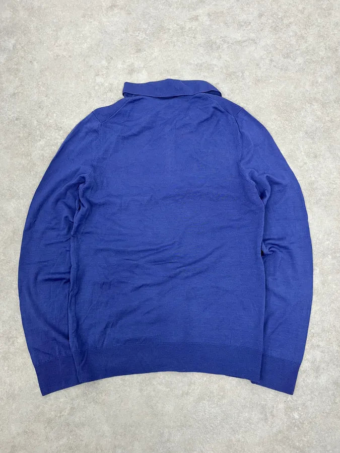 Prada Navy Wool Polo Longsleeves oJJcVwC 5