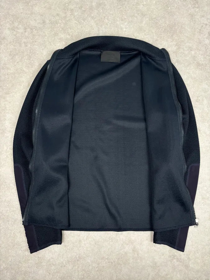 SS1999 Prada Navy Wool Textured Classy Zip-up Sweater PxiTukr 6