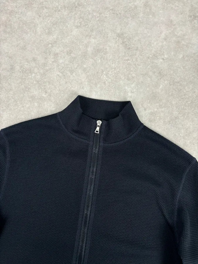 SS1999 Prada Navy Wool Textured Classy Zip-up Sweater PxiTukr 3