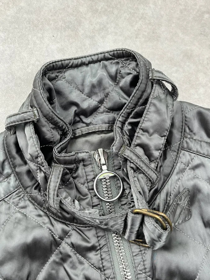 2000s Prada Dark Olive Nylon Quilted Light Jacket ZAERevg 7