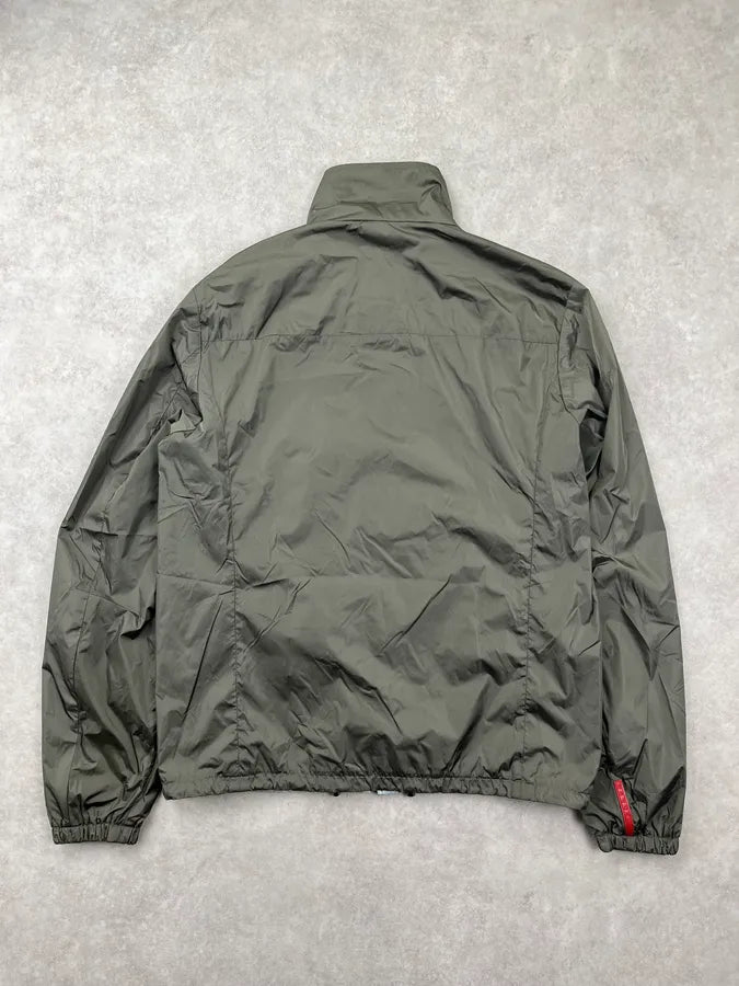 SS2010 Prada Olive Blue Nylon Linea Rossa Reversible Light Jacket FnDHhje 2