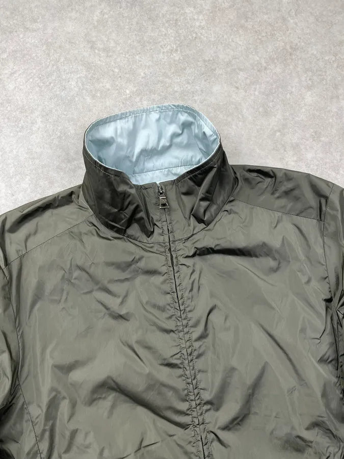 SS2010 Prada Olive Blue Nylon Linea Rossa Reversible Light Jacket FnDHhje 8