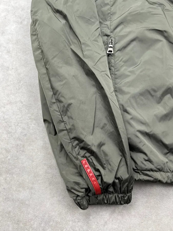 SS2010 Prada Olive Blue Nylon Linea Rossa Reversible Light Jacket FnDHhje 10
