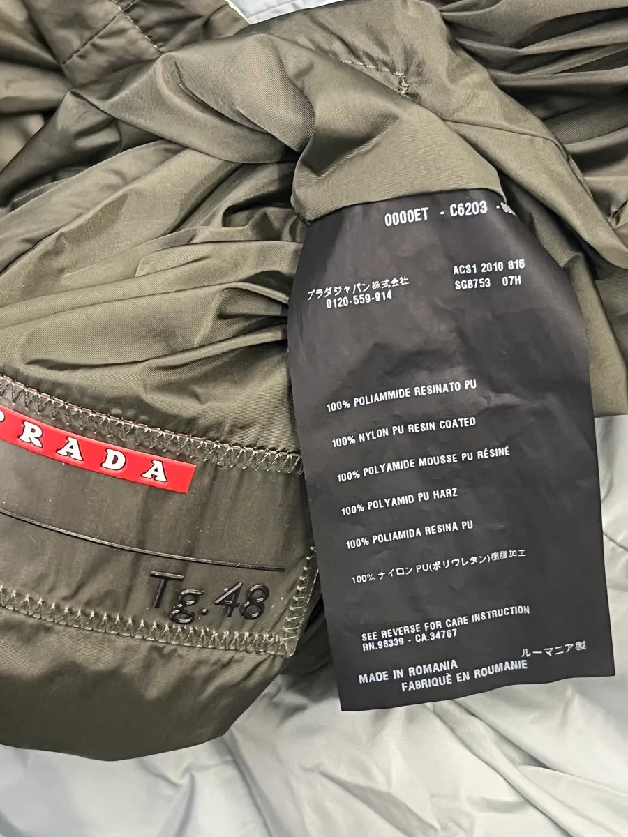 SS2010 Prada Olive Blue Nylon Linea Rossa Reversible Light Jacket FnDHhje 15
