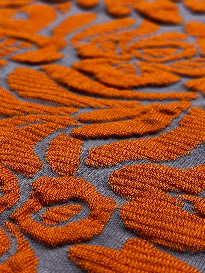 SS2014 Prada Orange & Blue Floral Knit Brocade Top kJQvoKq 7