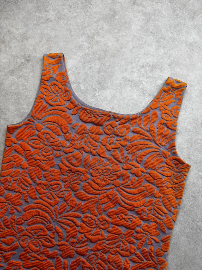 SS2014 Prada Orange & Blue Floral Knit Brocade Top kJQvoKq 5