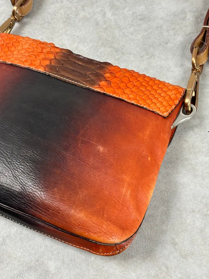 2000s Prada Orange Leather Python Shoulder Bag YeGpqXg 11