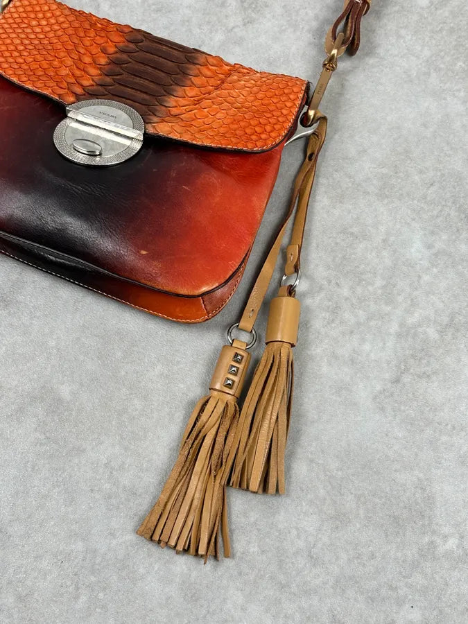 2000s Prada Orange Leather Python Shoulder Bag YeGpqXg 14