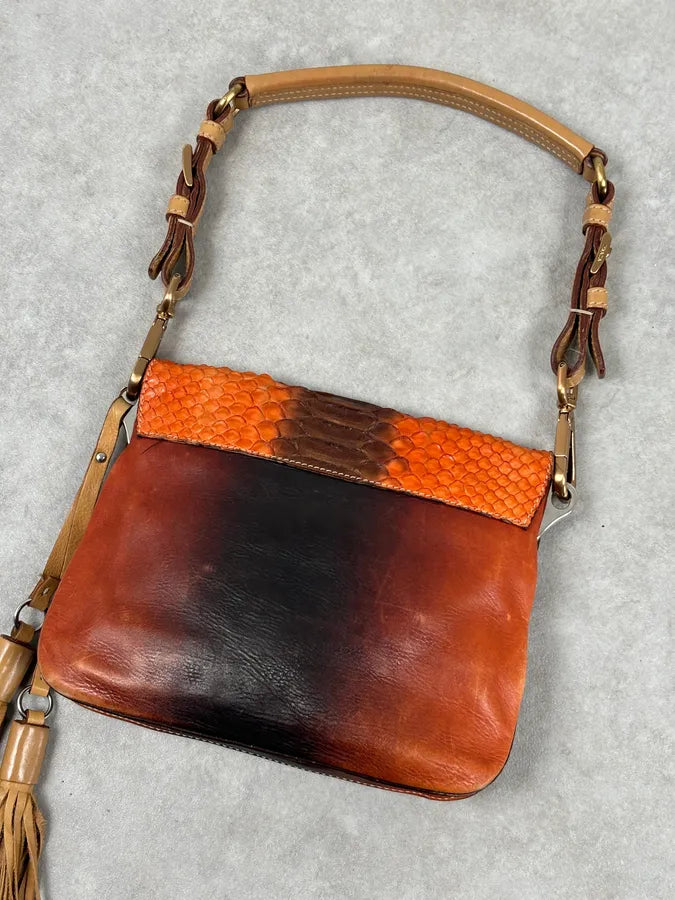 2000s Prada Orange Leather Python Shoulder Bag YeGpqXg 10