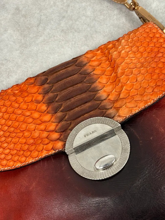 2000s Prada Orange Leather Python Shoulder Bag YeGpqXg 8